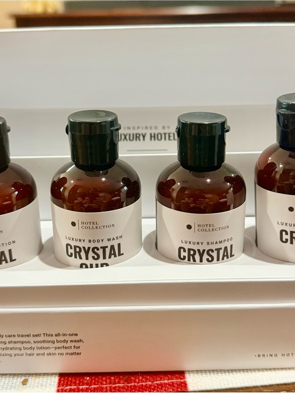 Crystal Luxury Shampoo & Body Wash Set - Brown Bottles with White Labels